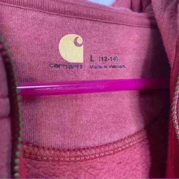 Carhartt Red heathered front full zip hooded thick sweatshirt-Youth12/14 size-L - Picture 6 of 7